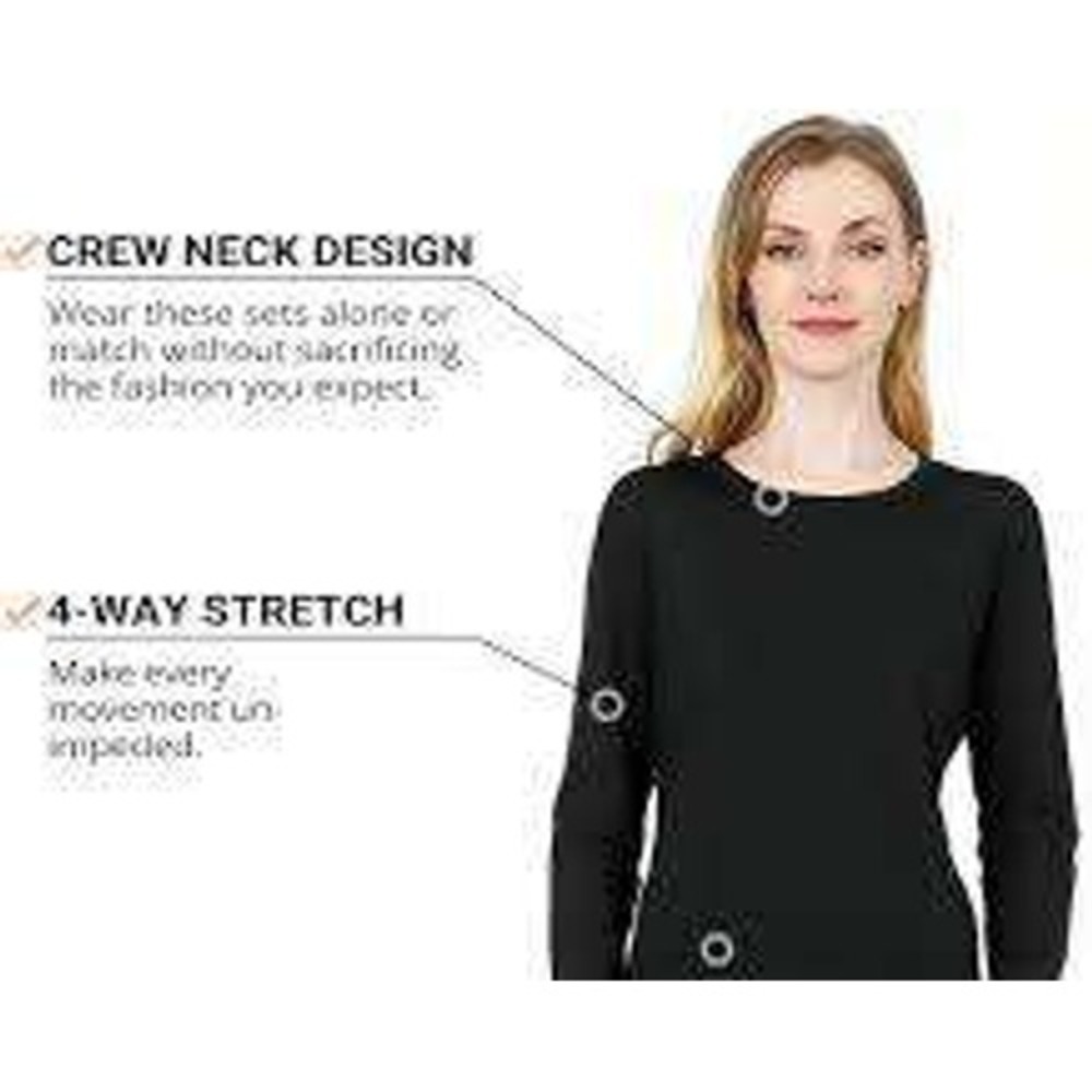 Herobiker Black Thermal Base Layer Long Sleeve Crew Neck Active Top Size M